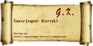 Genzinger Kornél névjegykártya